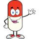 pill capsule cartoon character waving