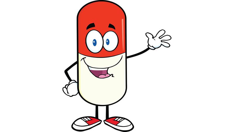 pill capsule cartoon character waving